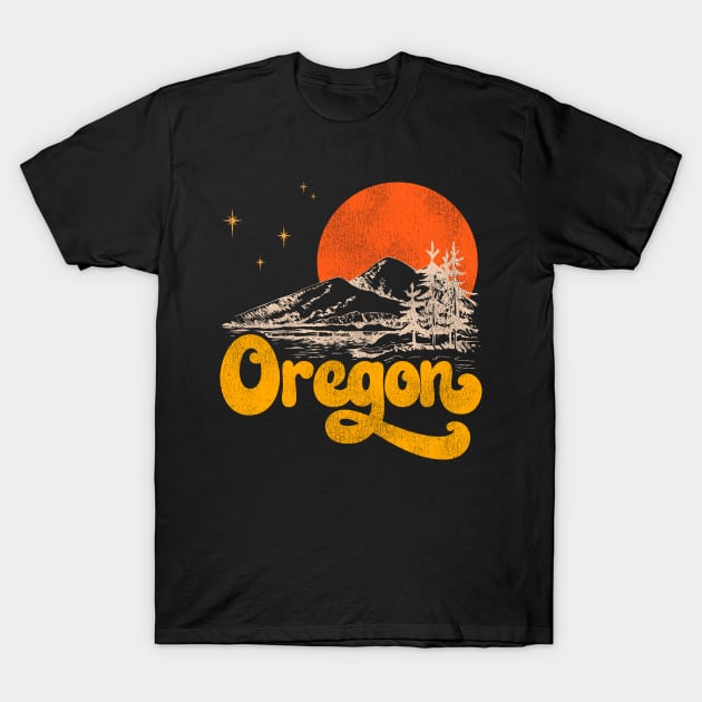 Vintage State of Oregon Mid Century Distressed Aesthetic T-Shirt by darklordpug